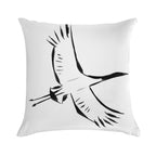 Japanese Crane in Flight Soft Short Plush Fabric Throw Pillow