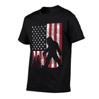 4th July Bigfoot Sasquatch US Patriotic Men Women Kids  Cotton T-Shirt