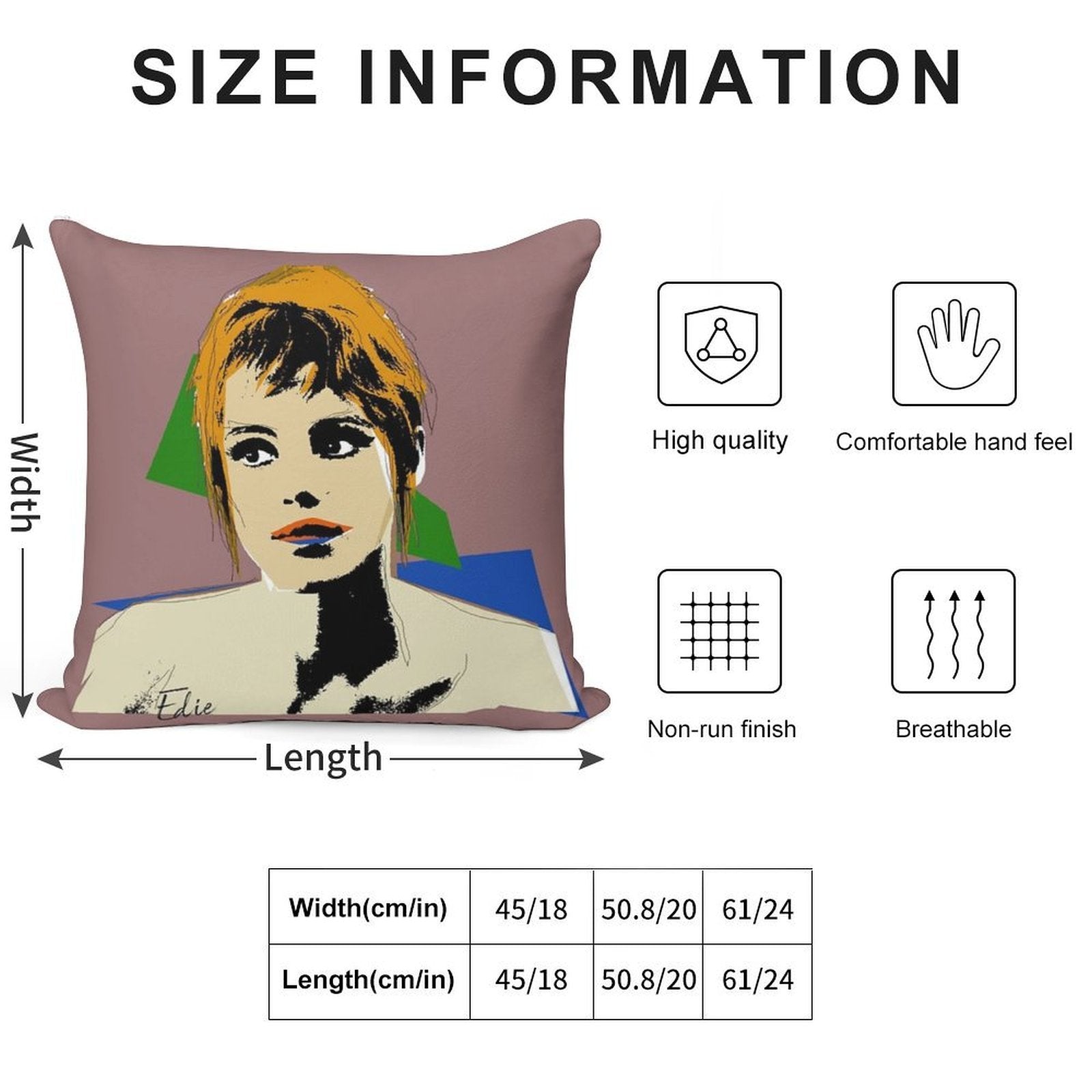 Edie Sedgwick Factory Girl Warhol Graphic Soft Easy Maintenance Throw Pillow