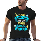 100 Year Old Men Women Birthday Gift It's My 100th Birthday  Ribbed Collar T-Shirt