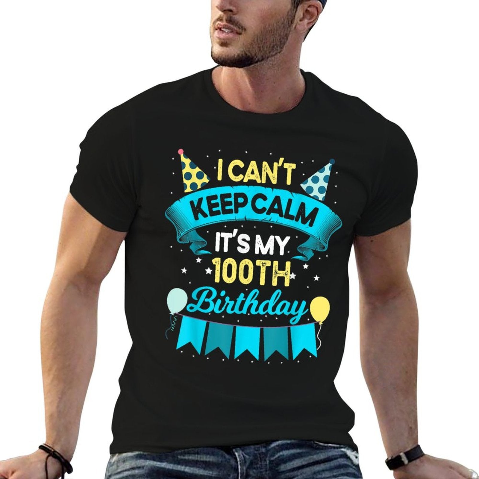 100 Year Old Men Women Birthday Gift It's My 100th Birthday  Ribbed Collar T-Shirt