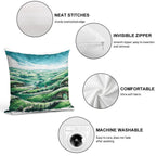 Panoramic Sumi-e Hobbiton Tranquil Fantasy Ink Landscape Soft Luxury Feel Throw Pillow