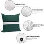 Hunter Green White And Black Banded Soft Style Accent Throw Pillow