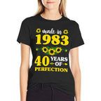 40th Birthdays For Women, Made In 1983 Sunflower  Oversized Silhouette T-Shirt