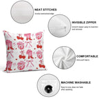 Disco Cowgirl Pack. Pink Cowboy Boot, Disco Ball, Cherry, Bows And Cowgirl Hat. Soft High-Density Material Throw Pillow