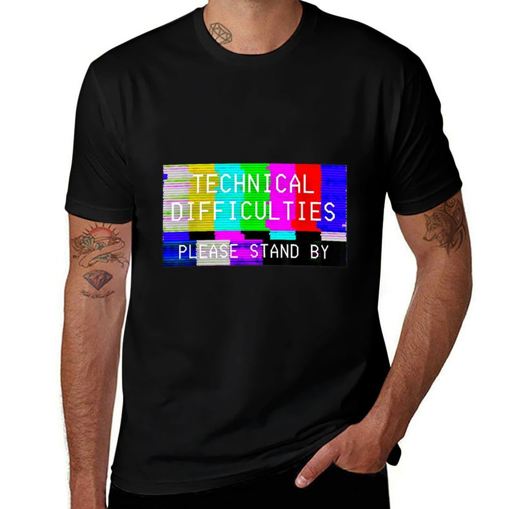 Glitchy Technical Difficulties Please Stand By TV  Graphic-printed T-Shirt