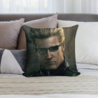 Emo Sunglass Wearing Zombie Man Red Eyed Rizzler Romantic Albert Wesker  RE5 Resident Evil 5 Soft Skin-Friendly Throw Pillow