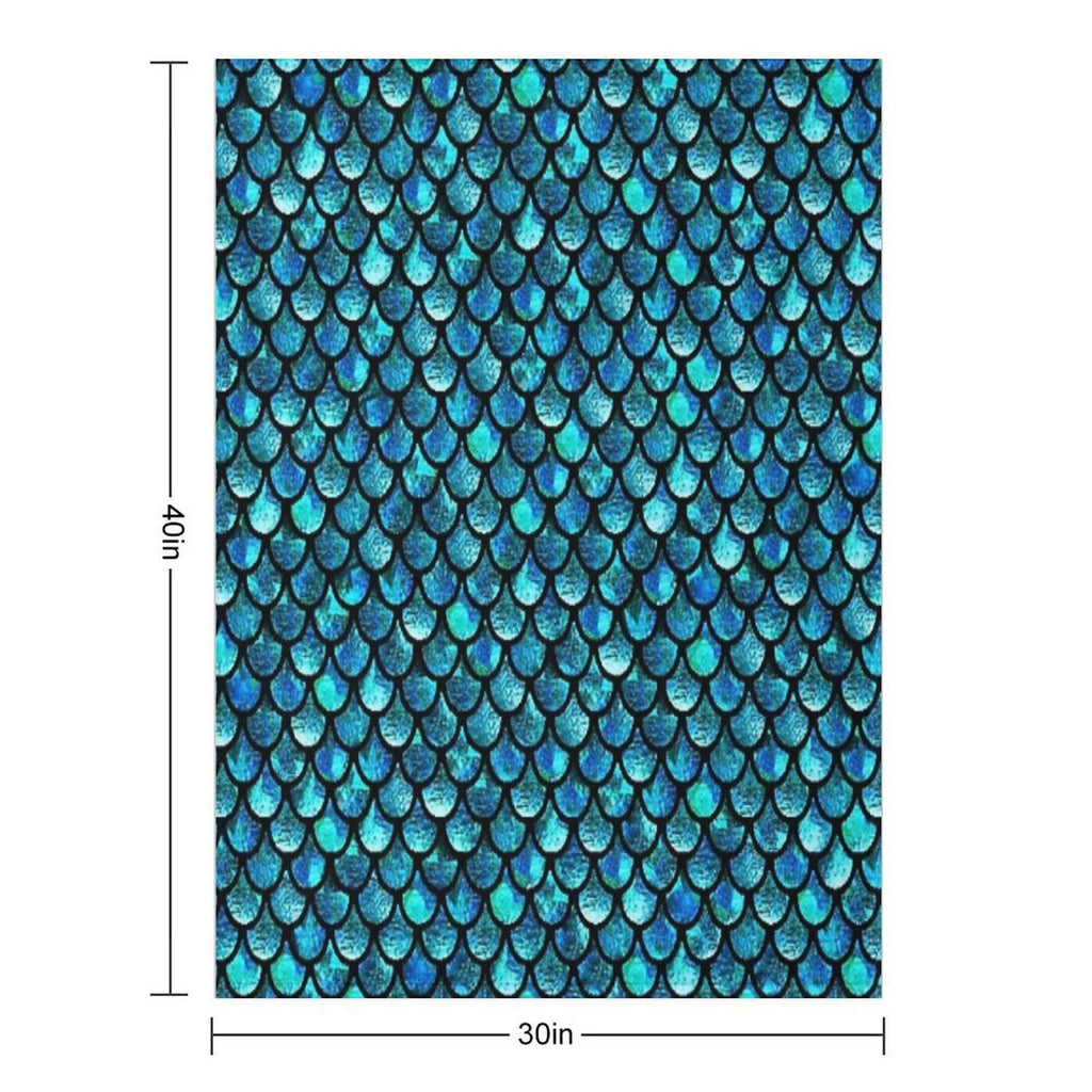 Mermaid Scales - Turquoise Blue Wrinkle-free Throw Blanket