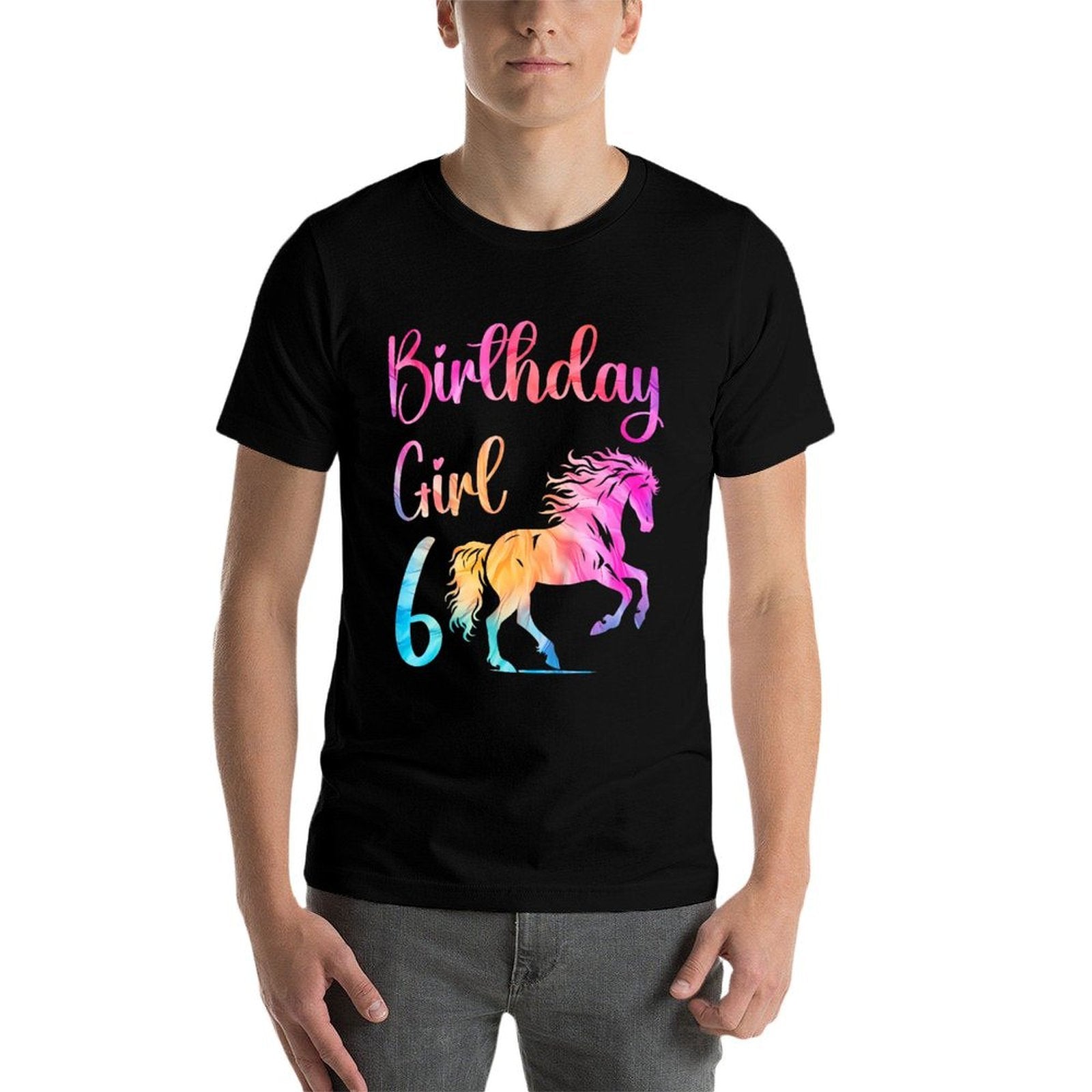 Kids 6th Birthday Horse 6 Year Old Girl Birthday Horse Lovers  Classic T-Shirt