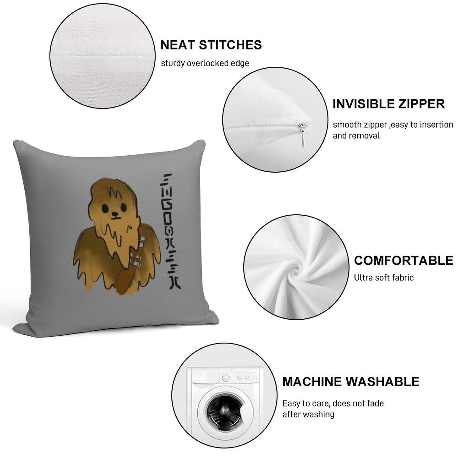 Cute Chewbacca Soft Style Accent Throw Pillow