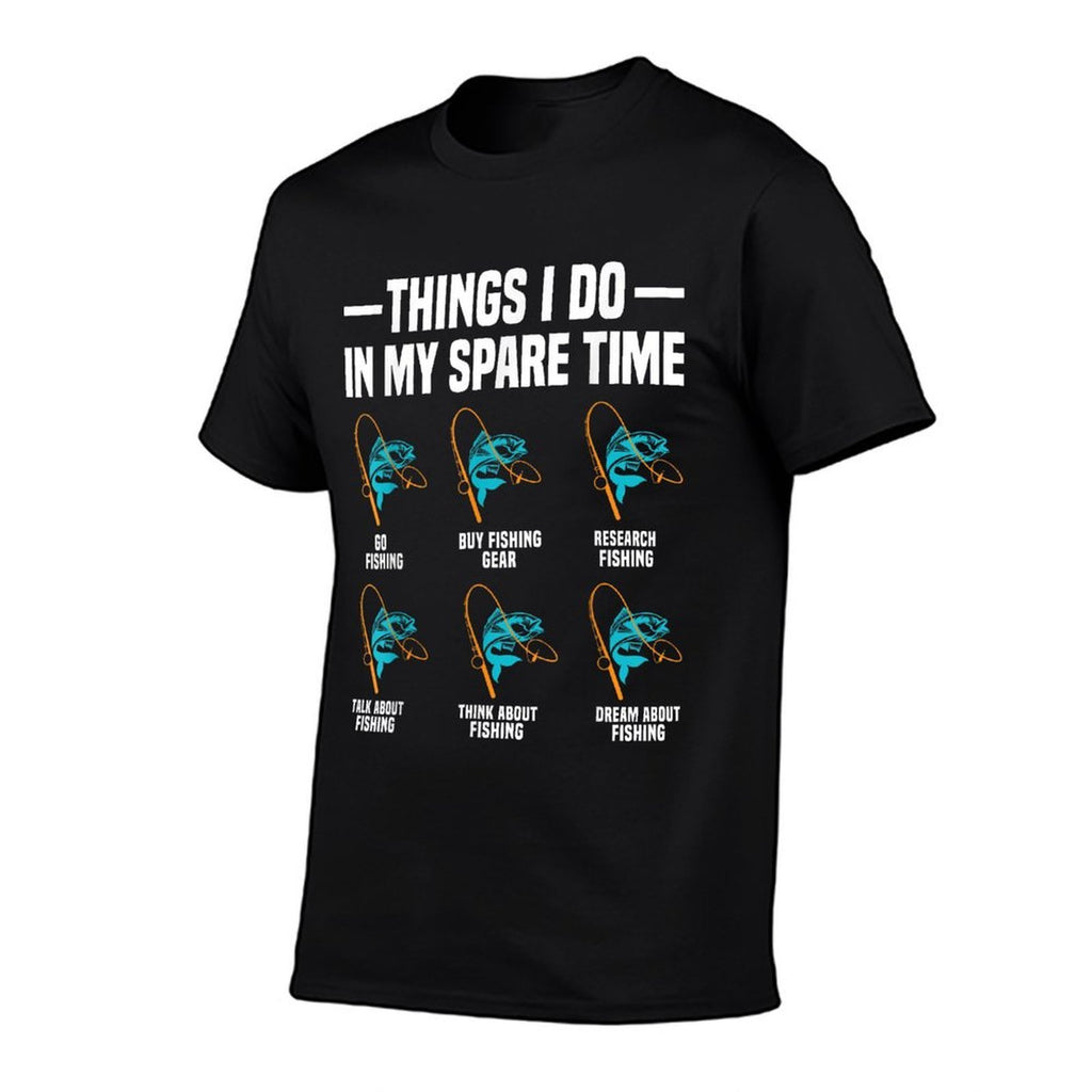 Fishing Things I Do In My Spare Time Funny Fishing Fisherman  Heathered Texture T-Shirt