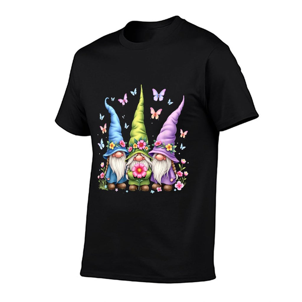 Whimsical Gnome Trio with Flowers And Butterflies  Odor-resistant T-Shirt
