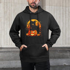 Retro Black Cat Halloween Pumpkin Costume for Women Men Kids All-Day Comfort Hoodie