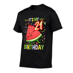 Its My 21st Birthday Watermelon Lover  Ribbed Collar T-Shirt