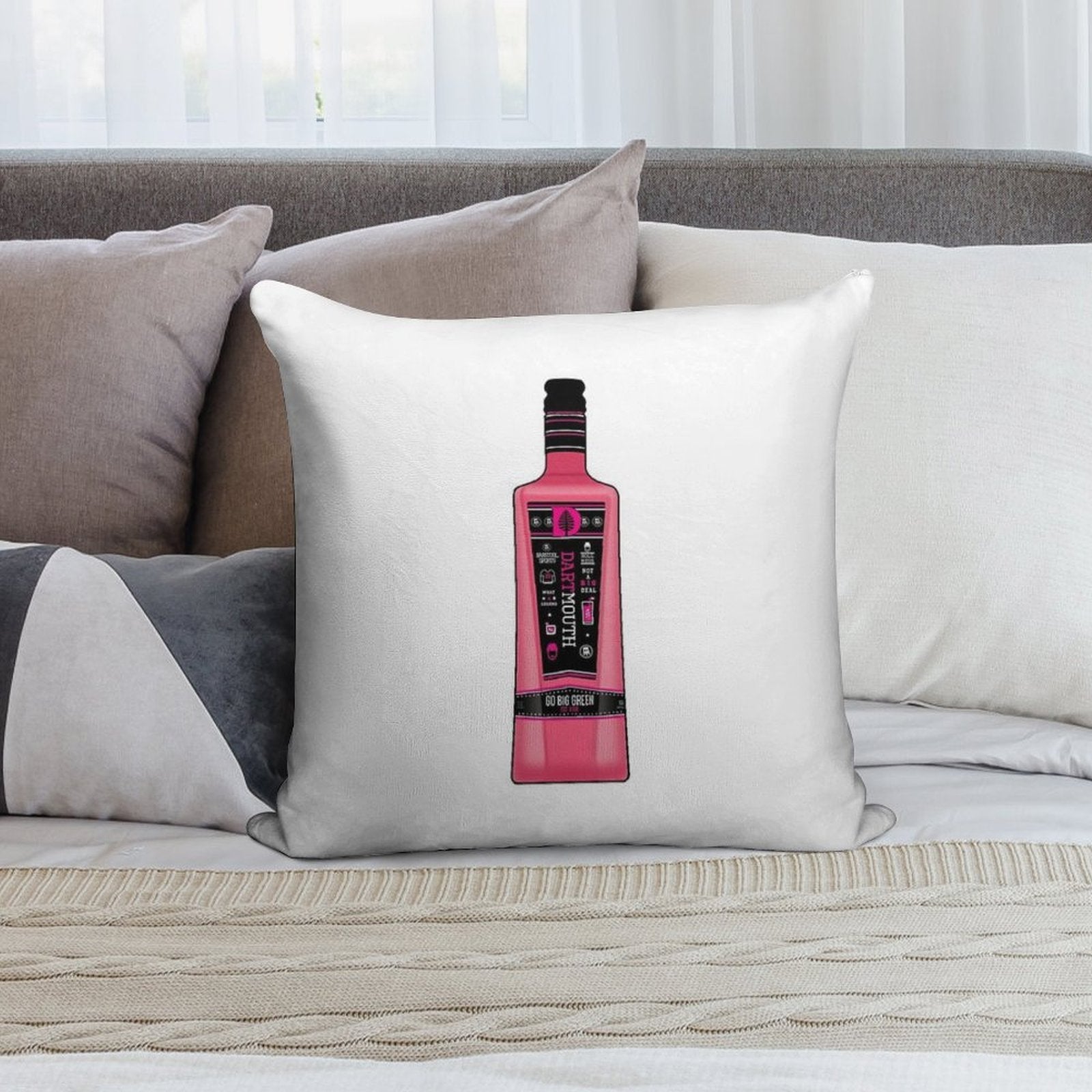Dartmouth Pink Whitney Soft Reinforced Edging Throw Pillow
