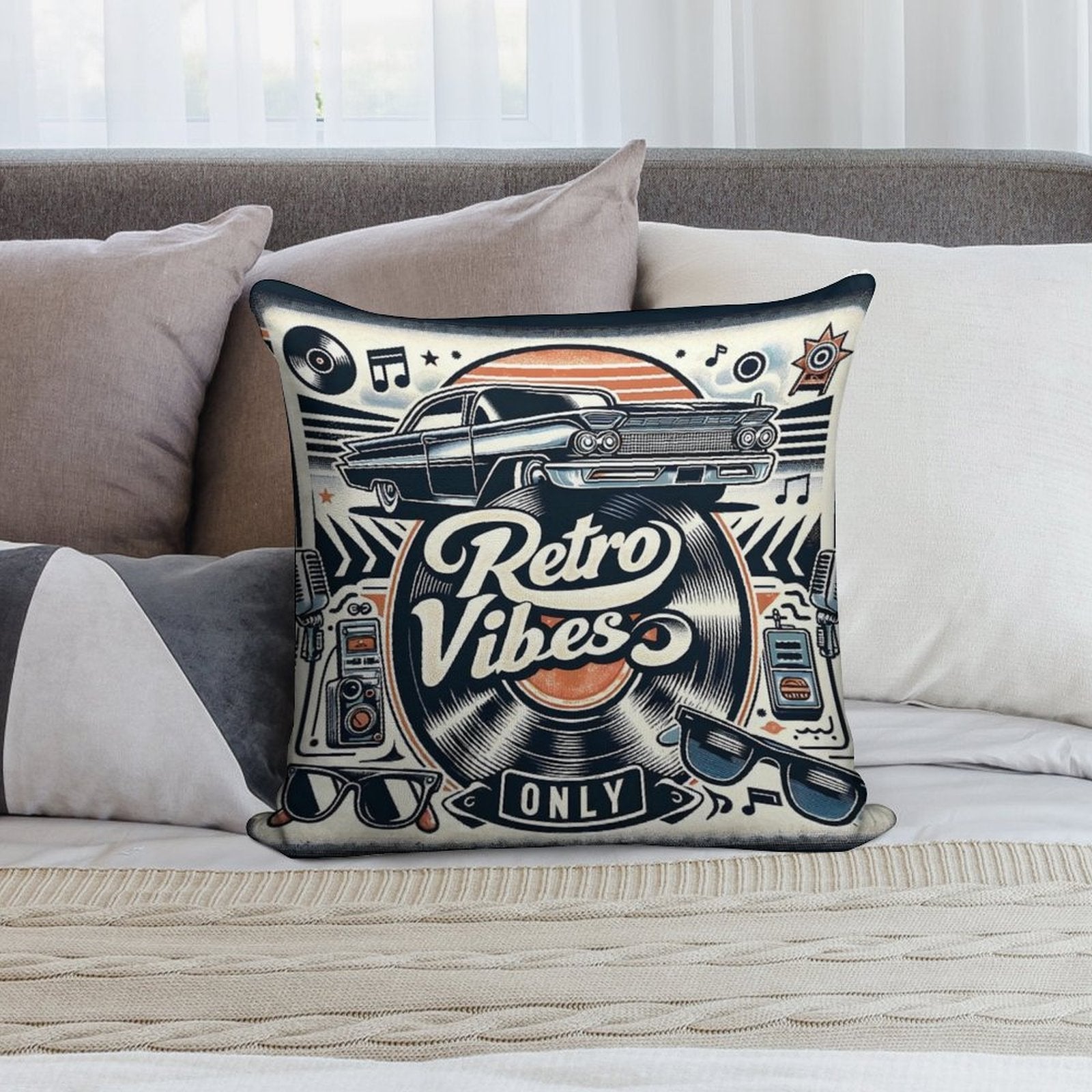 Retro Vibes Soft Multiple Sizes Throw Pillow
