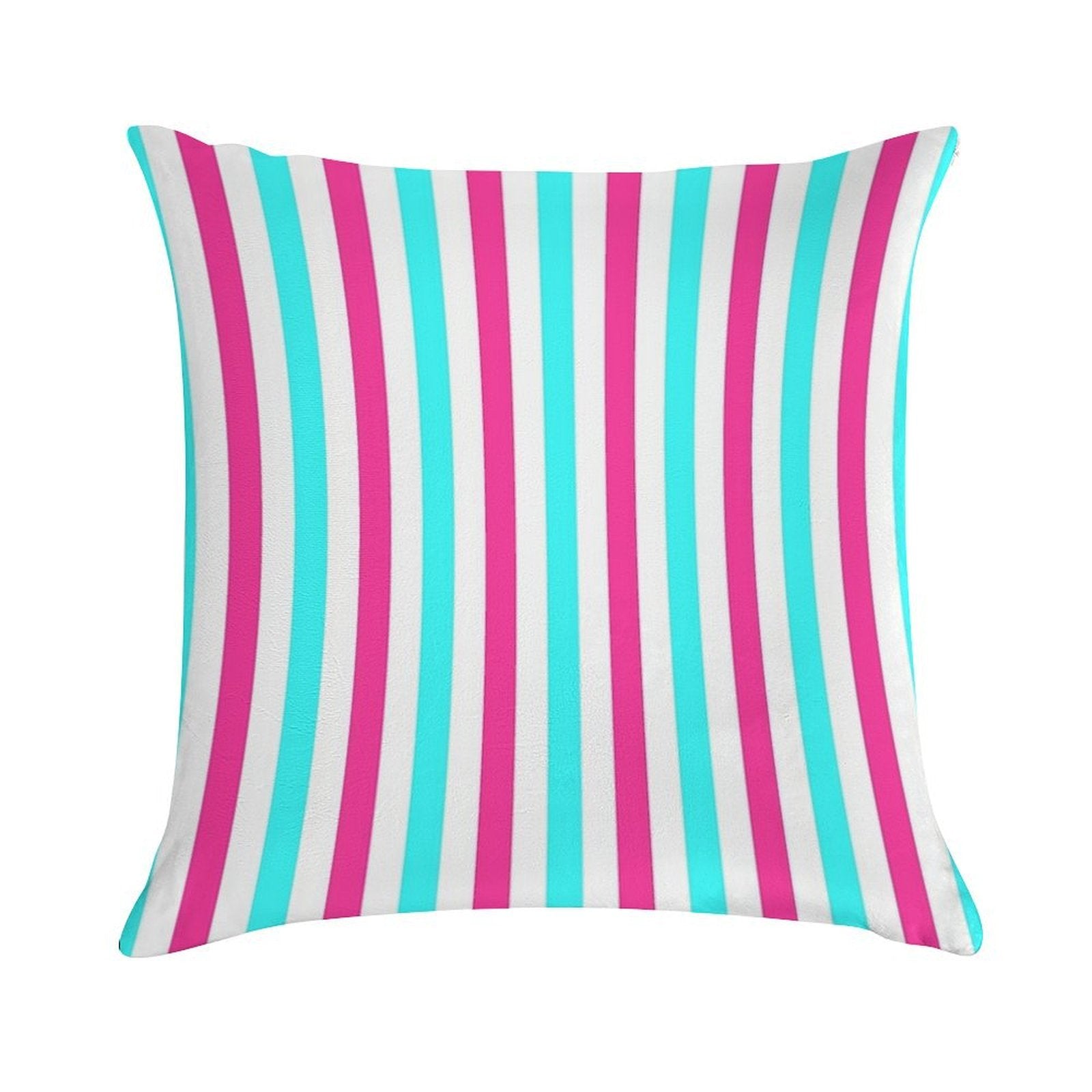 Pastel Pink Blue Stripes Soft Shrink-Resistant Throw Pillow