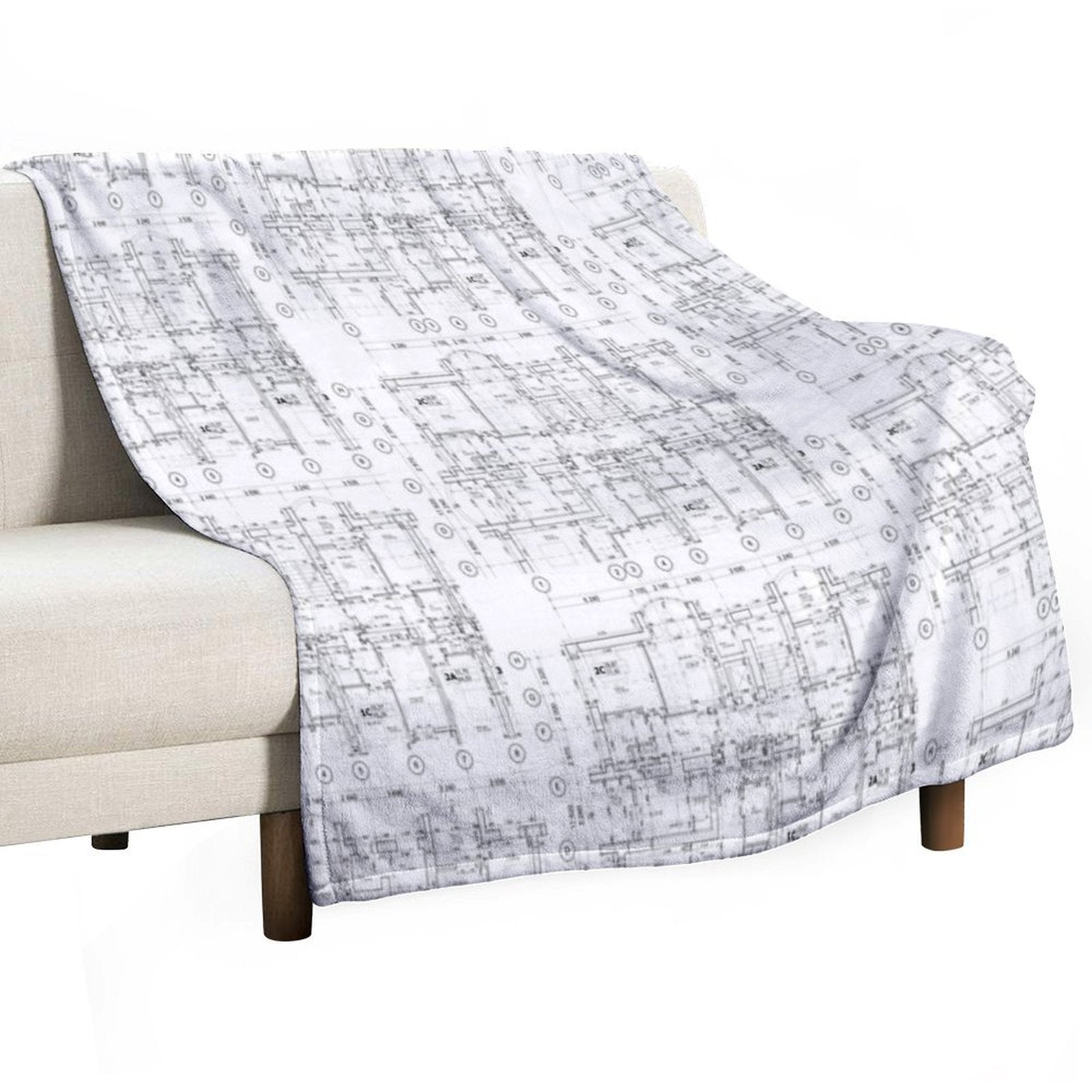 Detailed Architectural Floor Plan, Apartment Layout, Blueprint. Lightweight Throw Blanket