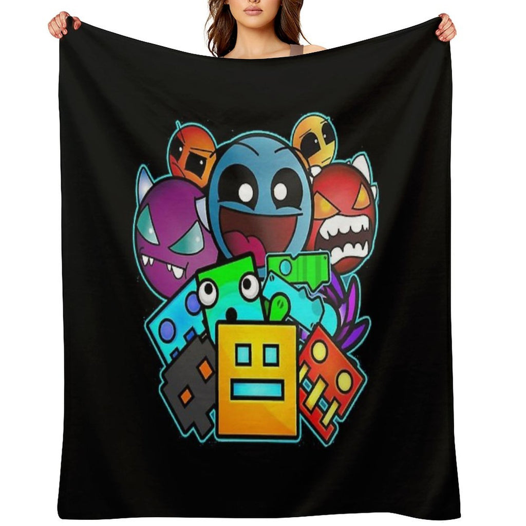 Geometric Dash Plush Throw Blanket