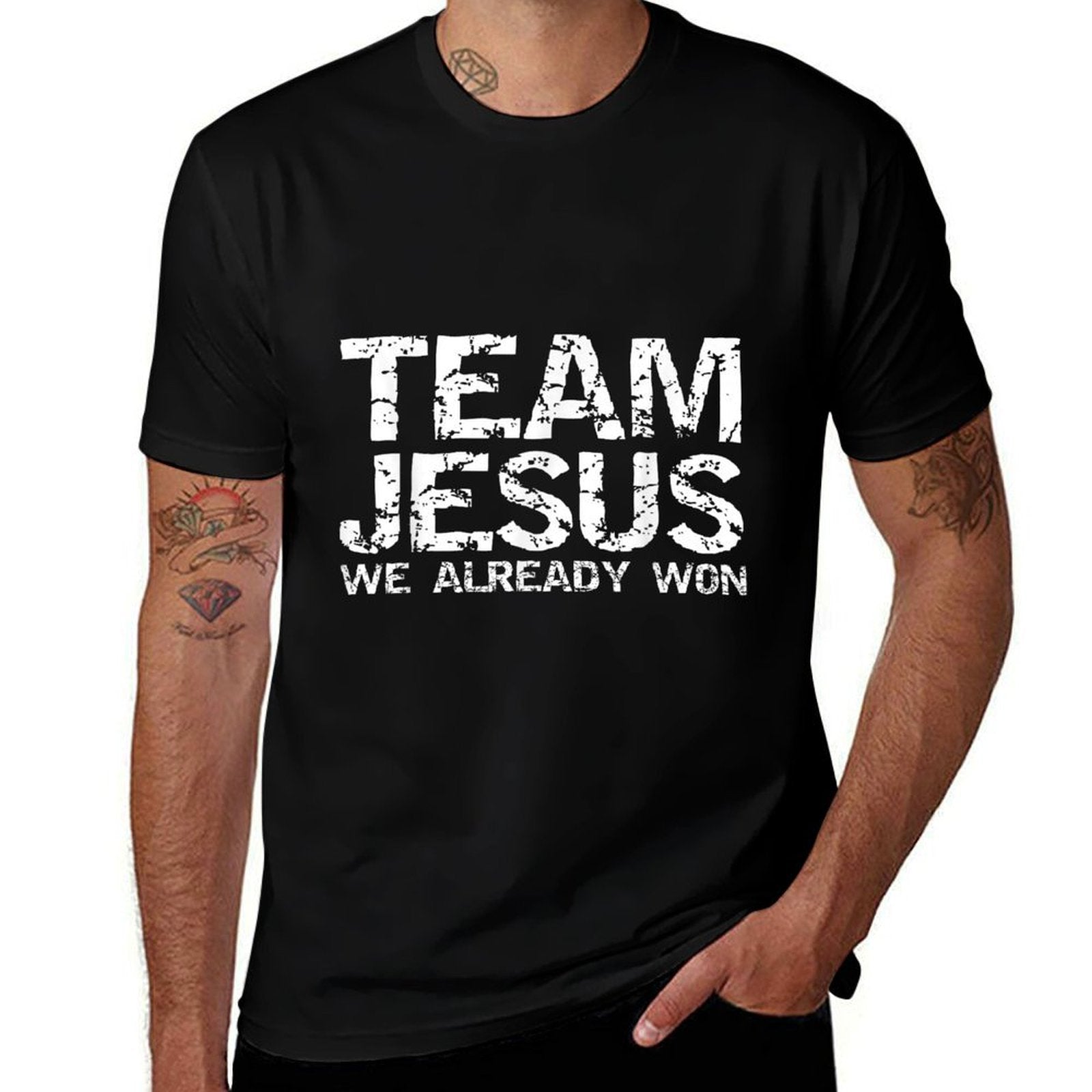 Team Jesus We Already Won Christian Victory in Jesus Quote  Vintage-inspired T-Shirt