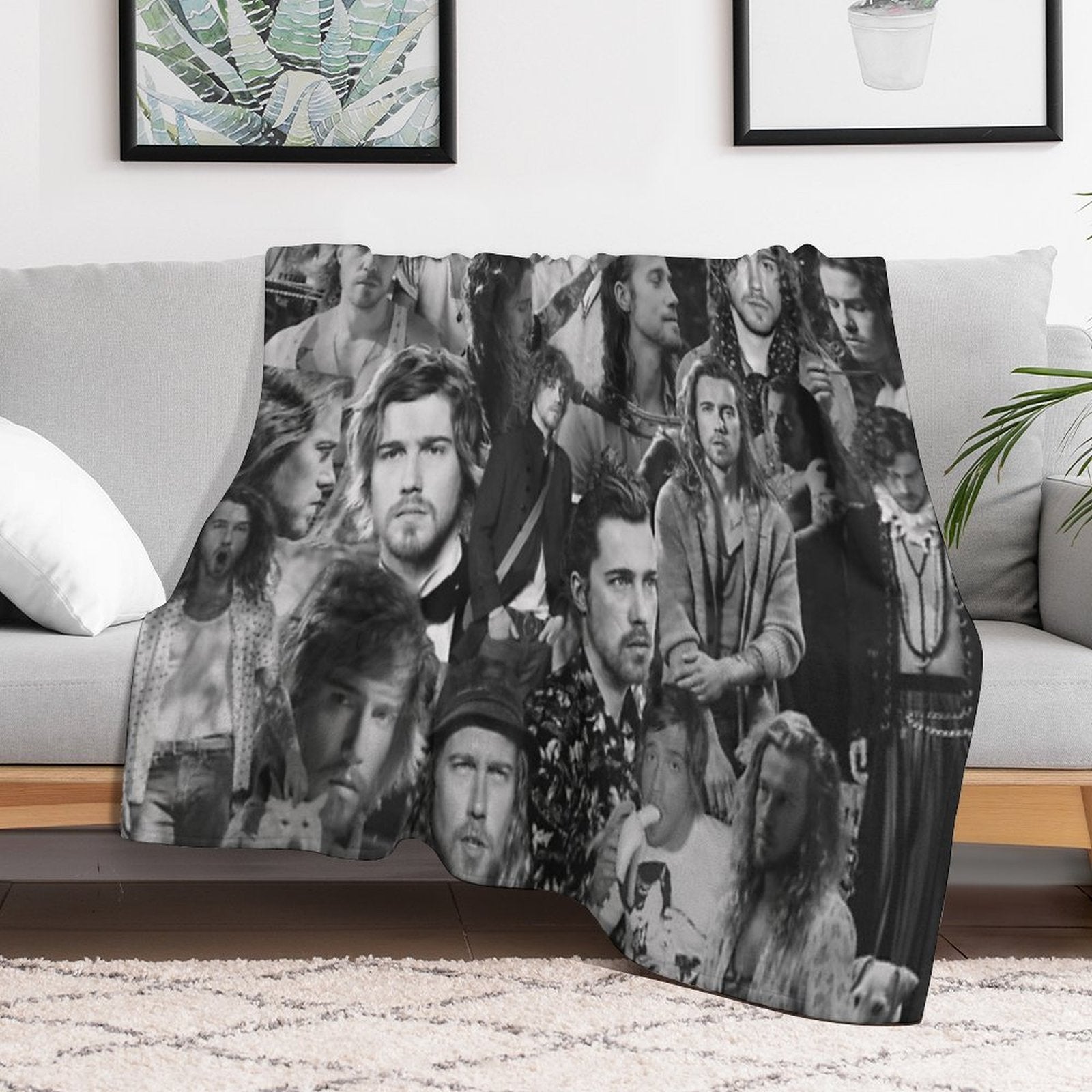 Julien Doré French Singer Abstract Collage - Black And White Version Compact Throw Blanket