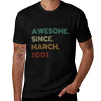 18 Years Old Awesome Since March 2007 18th Birthday  Tagless Design T-Shirt