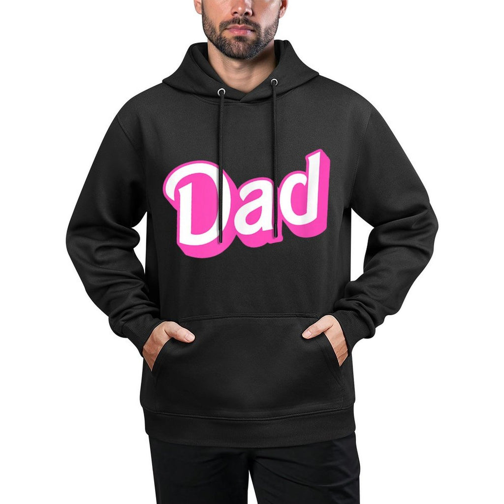 Dad Pink & White Overlapping Font Halloween Costume Adjustable Hood Hoodie