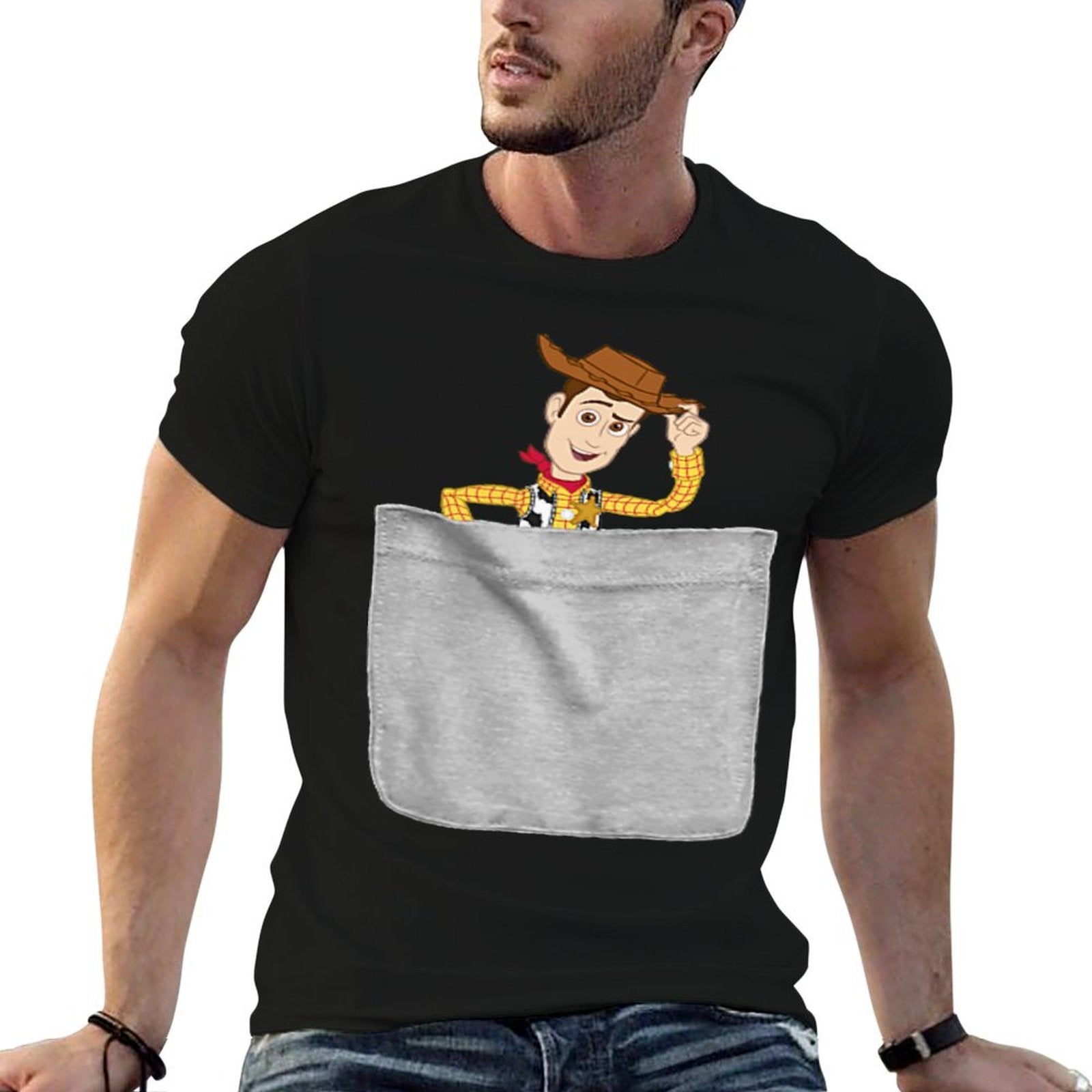 Disney Pixar Toy Story Sheriff Woody Mini Pocket Icon  Stretchy T-Shirt