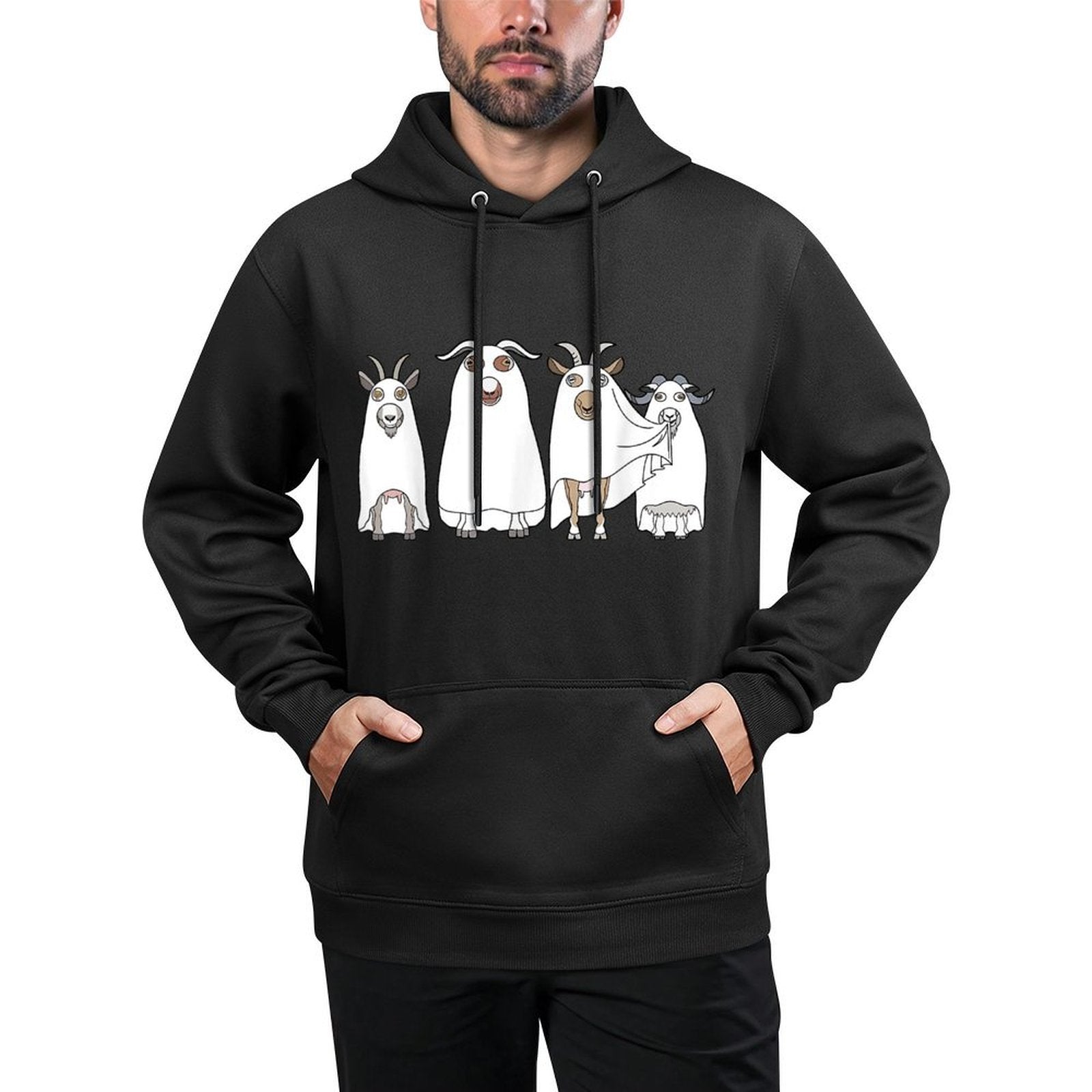 Goat Ghost Halloween Farmer Goat Lover Scary Spooky Season Versatile Streetwear Hoodie