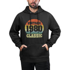 1980 40th Birthday Gift Vintage Retro Men Women 40 Years Old Medium-Weight Fabric Hoodie