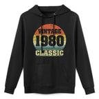 1980 40th Birthday Gift Vintage Retro Men Women 40 Years Old Medium-Weight Fabric Hoodie