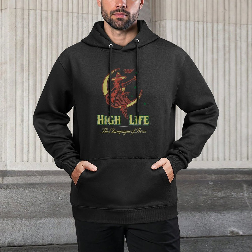 Miller High Life The Champagne Of Beers Girl On Moon Vintage Adjustable Hood Hoodie