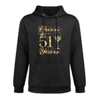 Cheers to 51 Years, 51st Queen's Birthday, 51 Years Old Moisture-Wicking Hoodie