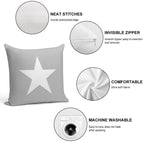 Single WHITE STAR on A SILVER GREY Background Soft Skin-Friendly Throw Pillow