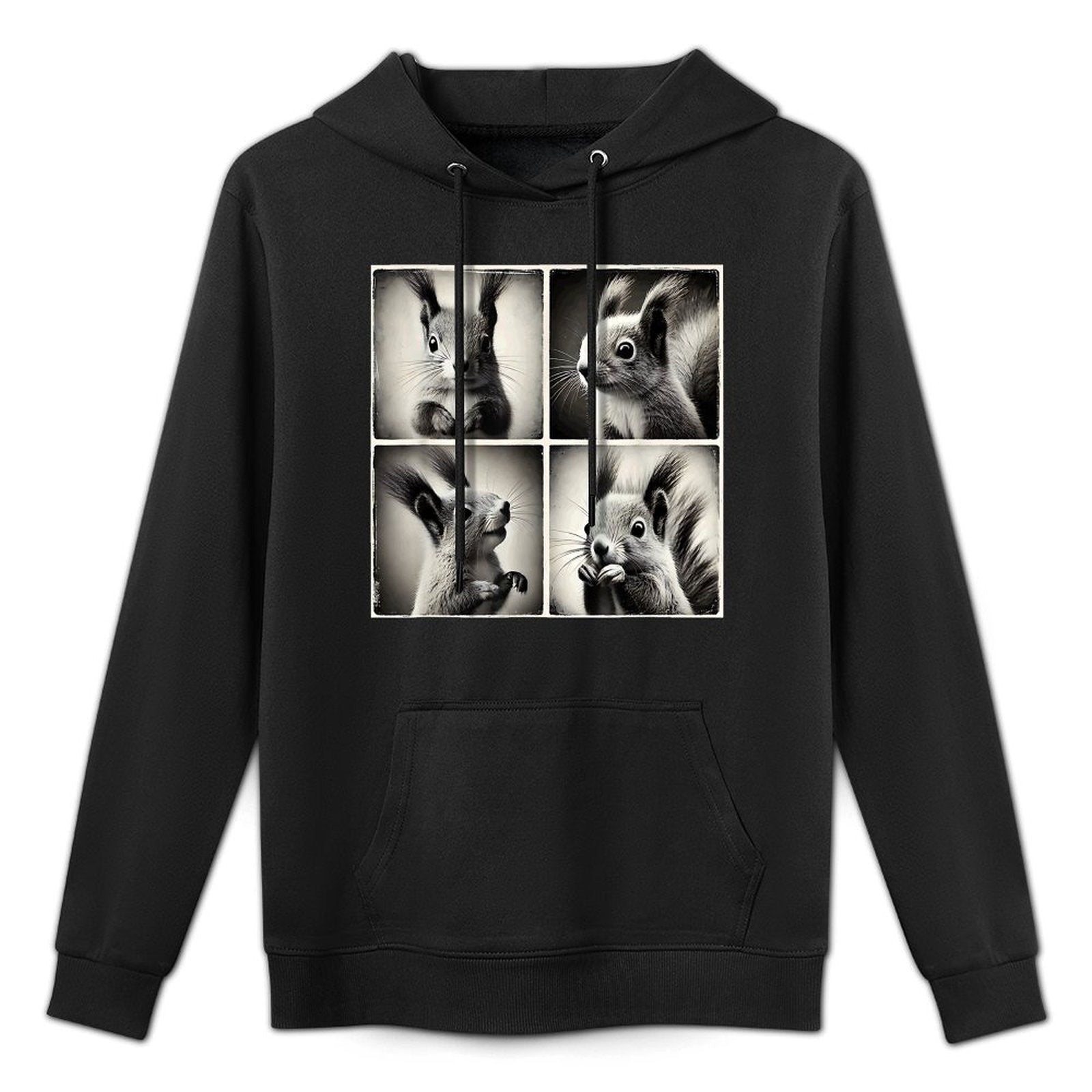 Squirrel Selfie Funny Cute Meme Art Vintage Animal Lover Shrink-Resistant Hoodie