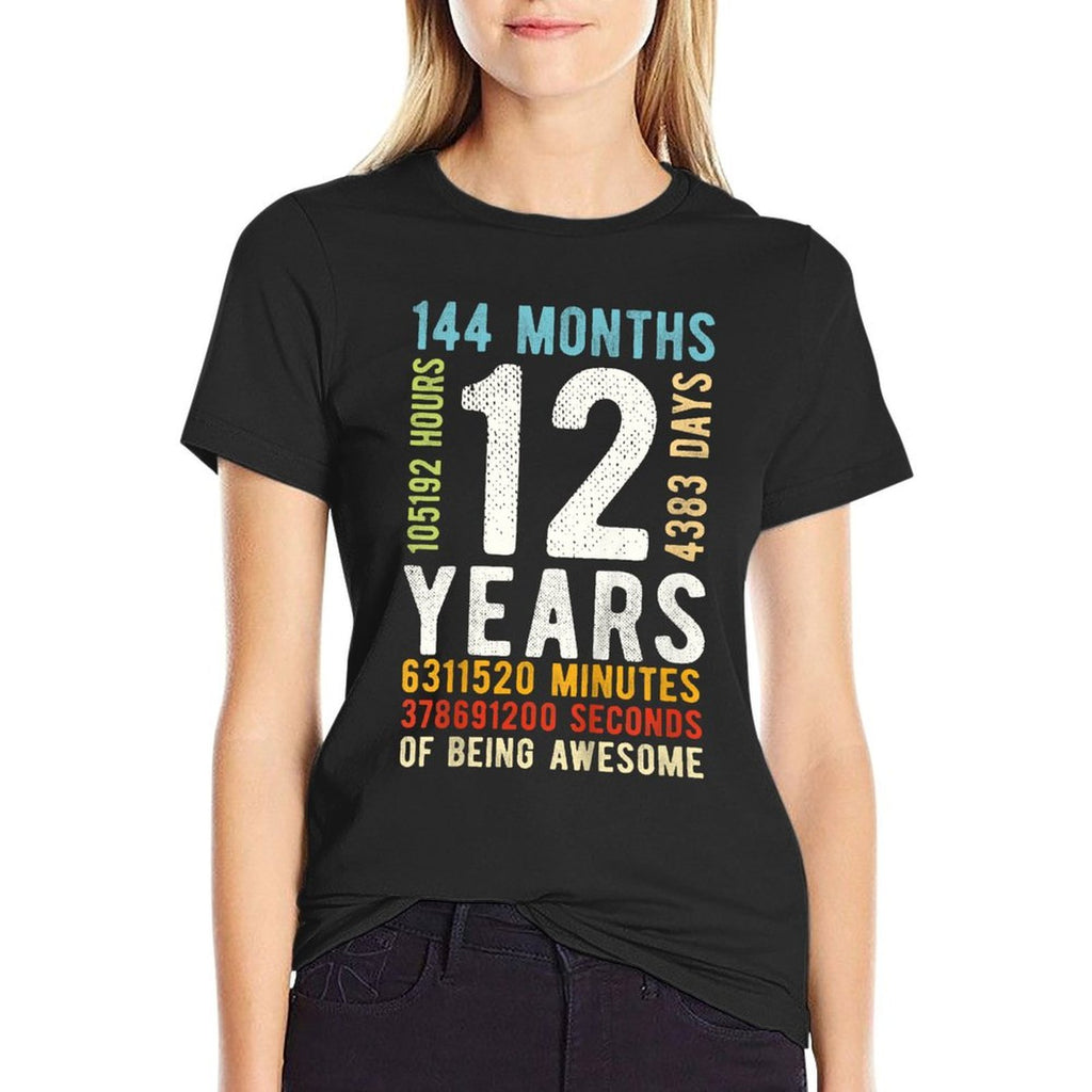 12th Birthday 12 Years Old Vintage Retro 144 Months  Durable T-Shirt
