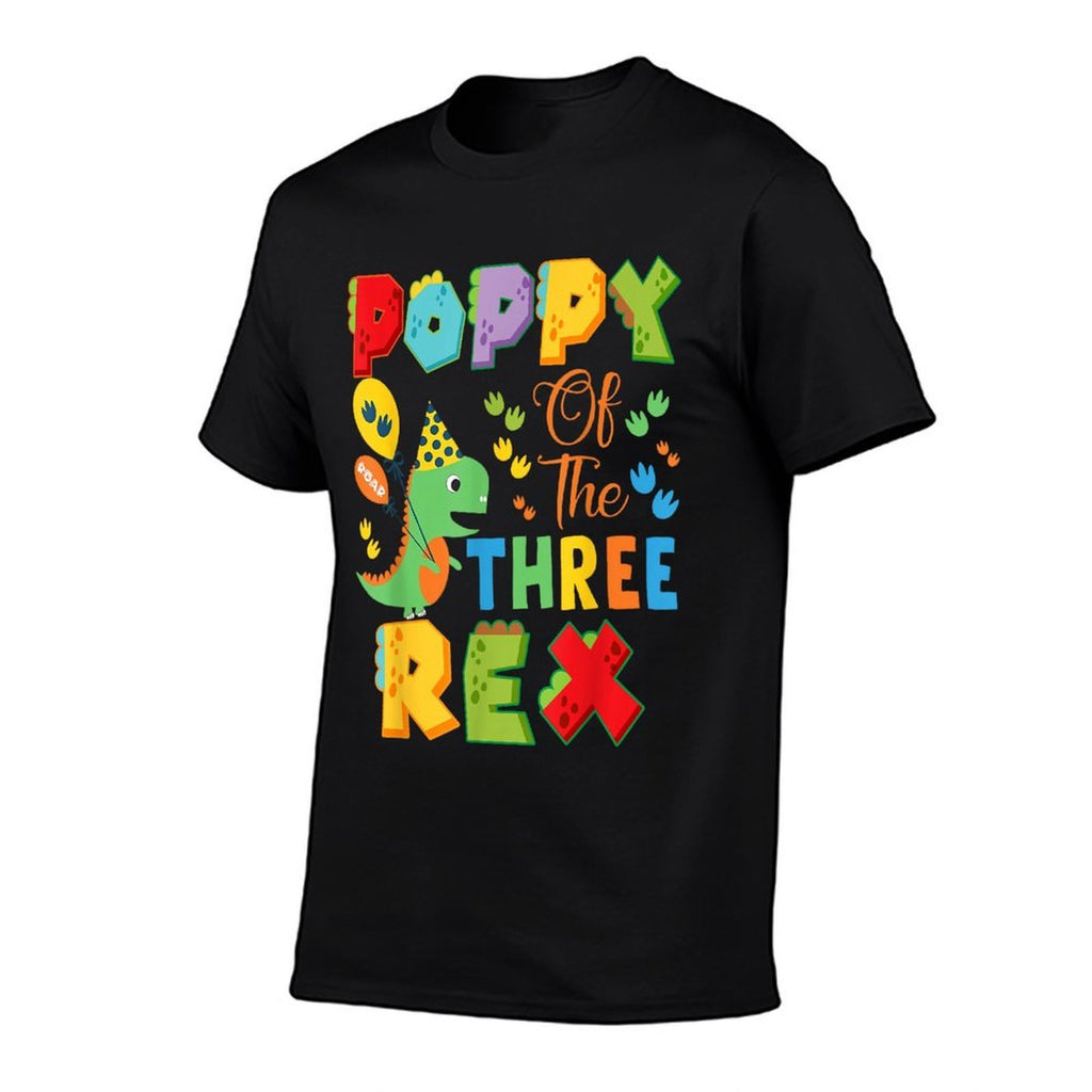 Poppy Of The Three Rex 3Rd Birthday Boy Dinosaur T-Rex  Heathered Texture T-Shirt