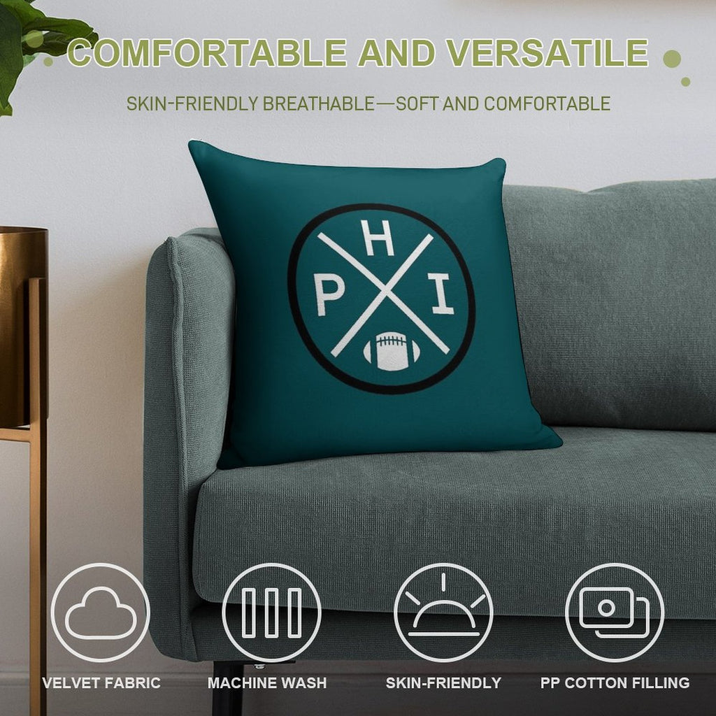 Retro Philadelphia Football Emblem Vintage PHI Soft Washable Throw Pillow