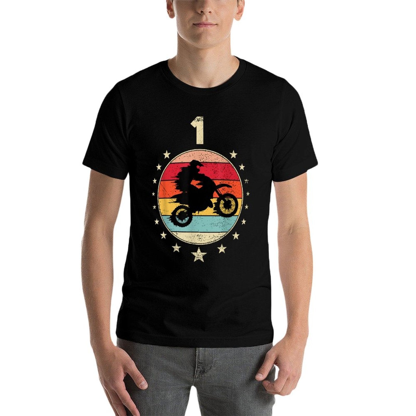 1 Year Old Birthday Motorcycle Bike Boy Girls 1st B-Day Age  High-quality Stitching T-Shirt