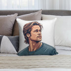 Handsome Icon Illustrated Tribute to Brad Pitt Soft High-Density Material Throw Pillow