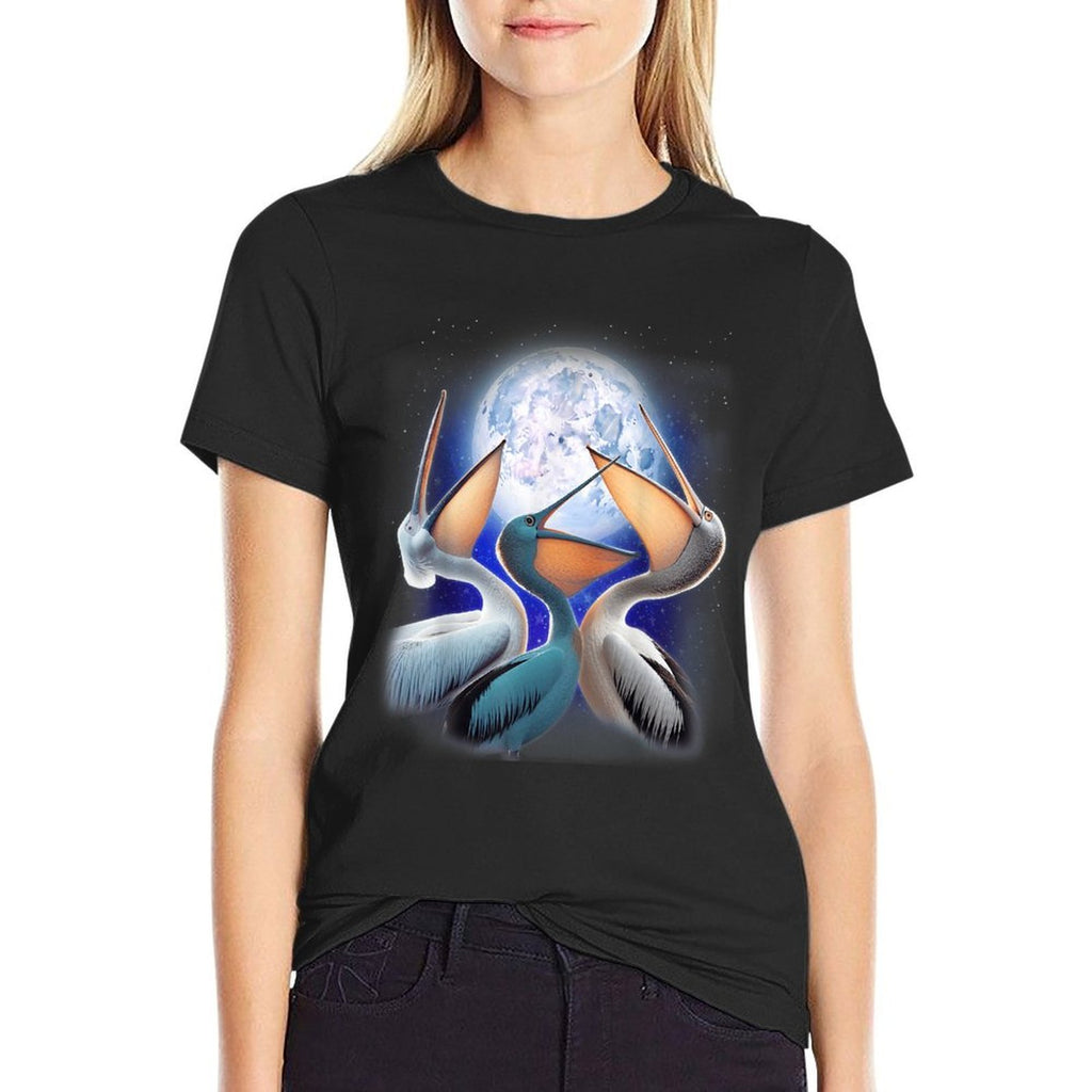 3 Pelicans Howling At The Moon Funny Pelican Bird Lover Kids  Wrinkle-resistant T-Shirt