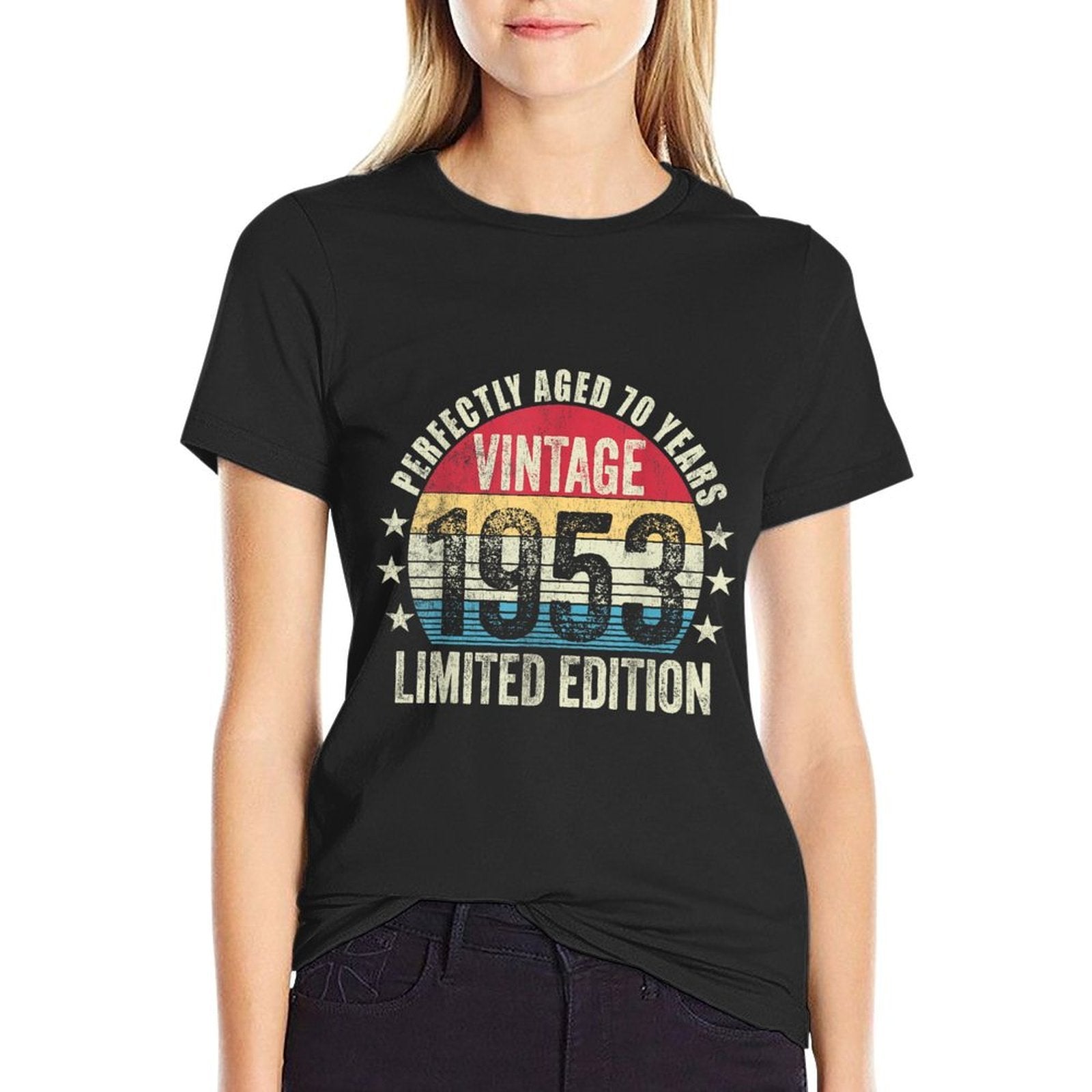 Vintage 1953 70th Birthday Perfectly Aged 70th Birthday  Oversized Silhouette T-Shirt