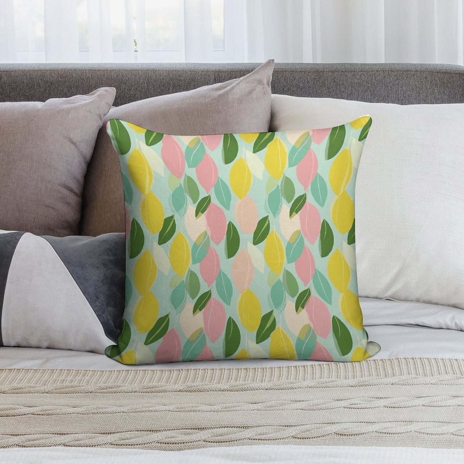 Modern Abstract Lemon Pattern Soft Multiple Sizes Throw Pillow