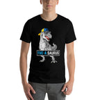 5 Years Old Dinosaur 5th Birthday T Rex Dino Five Saurus  Ribbed Collar T-Shirt