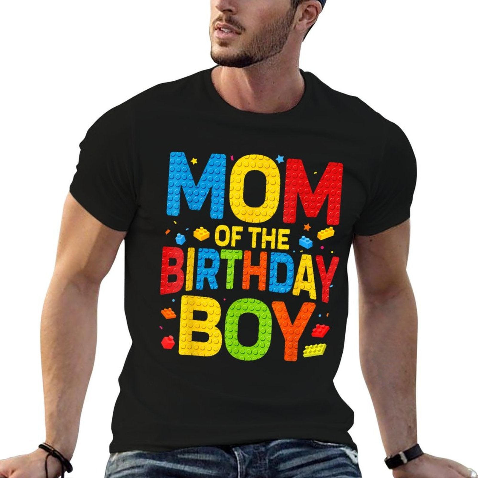 Birthday Party Mom Of The Birthday Boy Building Block  Easy-care T-Shirt