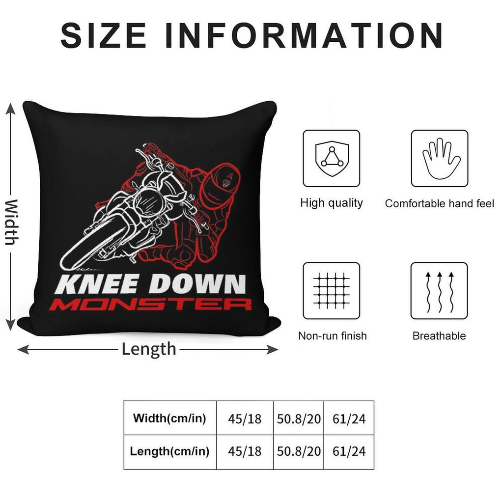 Knee Down Monster for Monster Lovers - Dark Edition with Text - Biker Quotes Soft Ultra-Soft Texture Throw Pillow