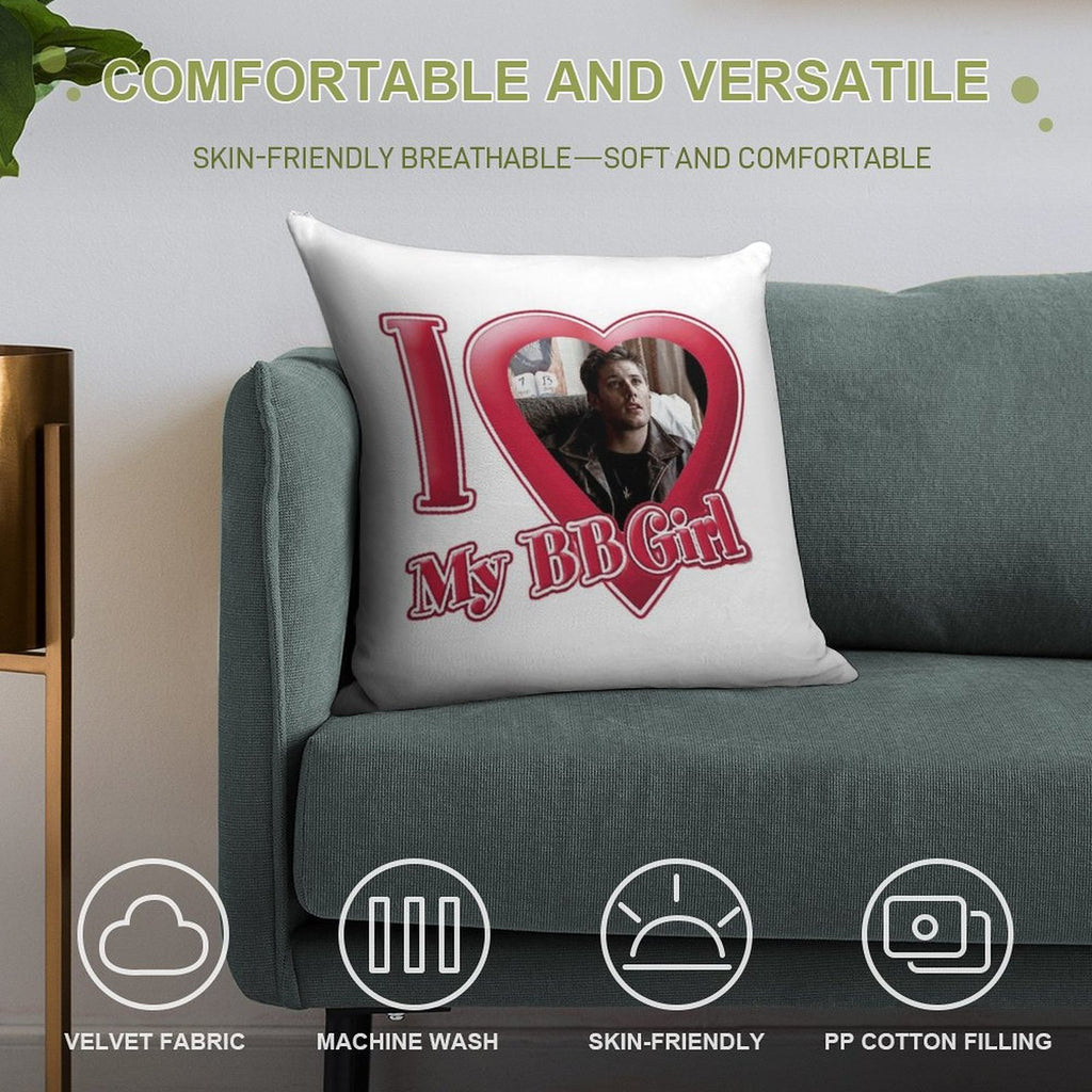 I Love My Babygirl Dean Winchester Soft Shrink-Resistant Throw Pillow