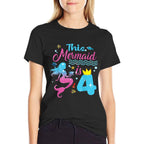 This Mermaid Is 4 Year Old Girls 4th Birthday Mermaid  Versatile T-Shirt