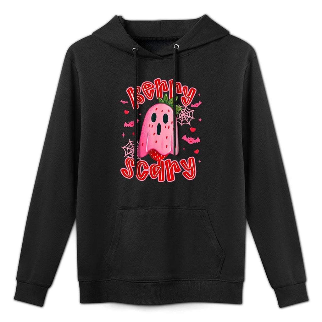 Berry Scary Cute Halloween Strawberry Ghost Cartoon Funny Casual Wear Hoodie