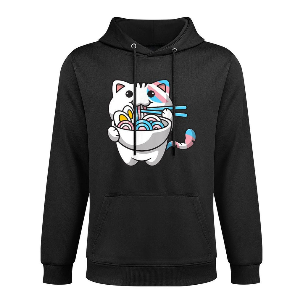 Transgender Pride Kawaii Cat Ramen Noodles Trans Colorfast Hoodie